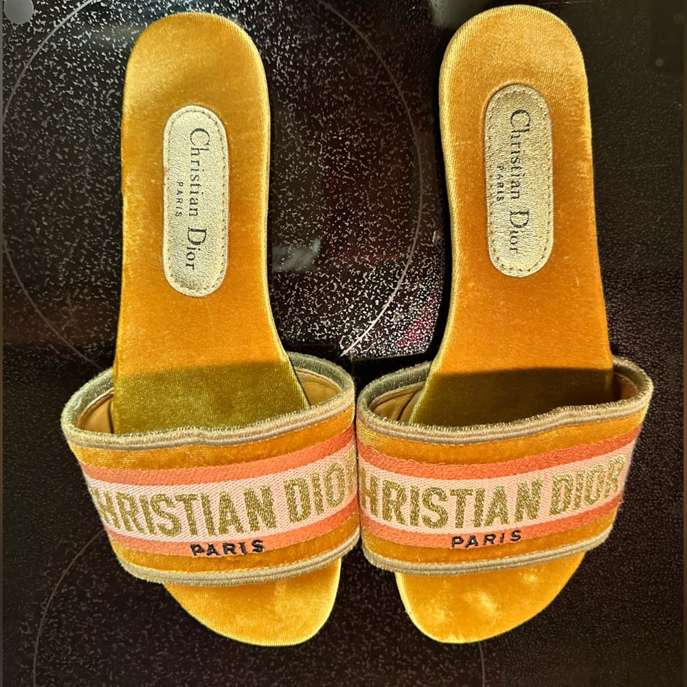 Christian Dior Slides velvet with Dustbag size 41 or US 10 - Picture 3 of 7